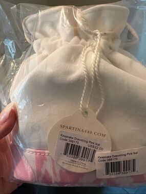 Spartina 449 Keepsake Drawstring Pink Ikat pouch. NWT $22